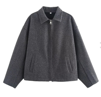 Chaqueta de lana ajustada con cremallera femenina