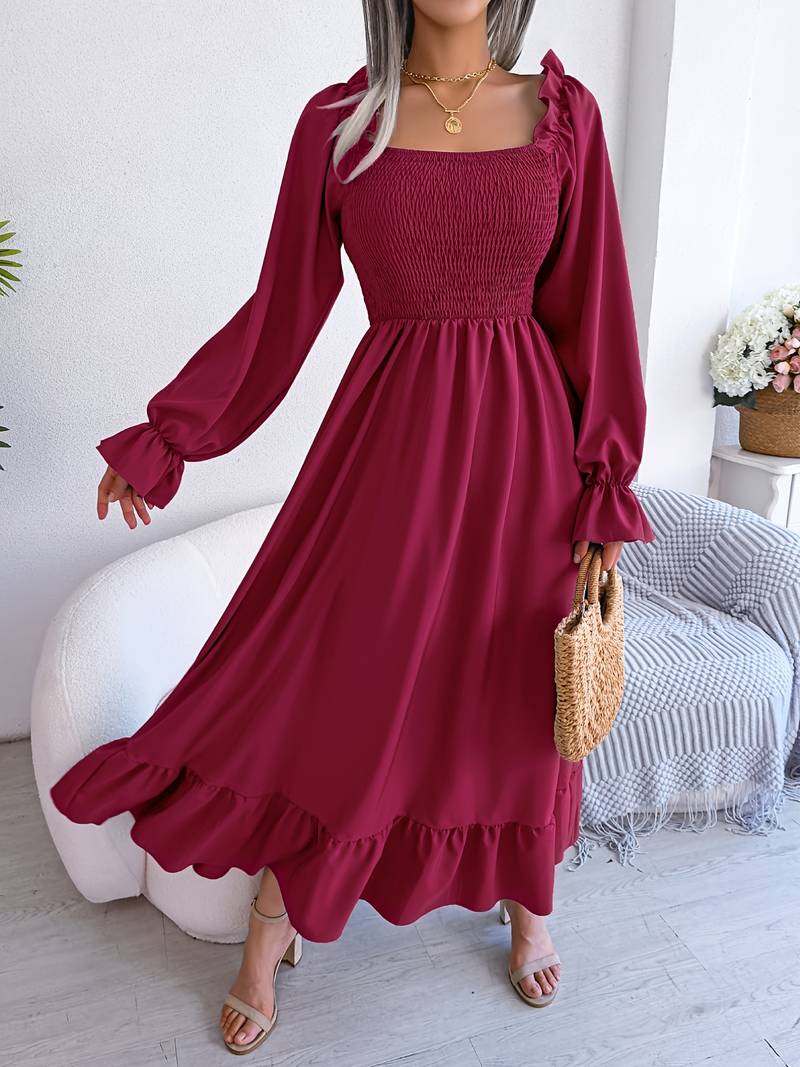 Vestido Elegante con Volantes Florales