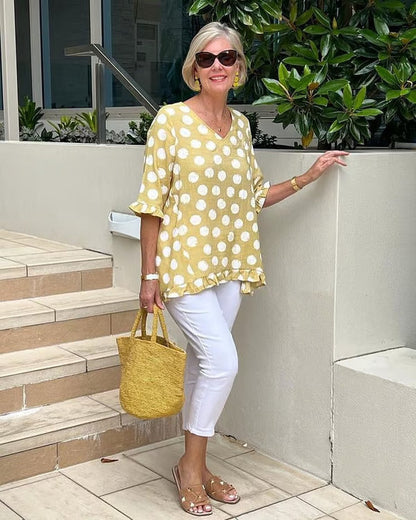Blusa Mujer Puntos Escote en V Elegante - Vestiria