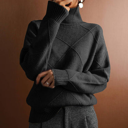 Sudadera gruesa cuello alto mujer