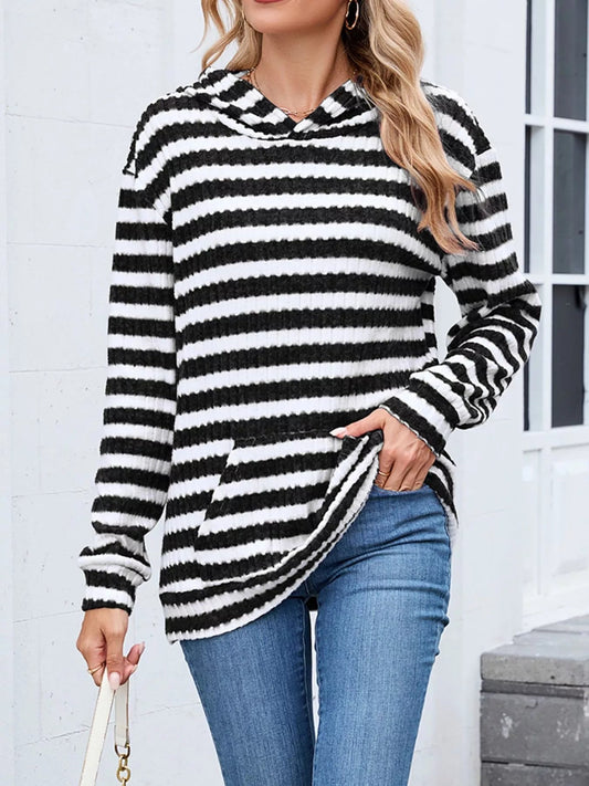 Jersey Rayas Cálido con Capucha Mujer - Vestiria