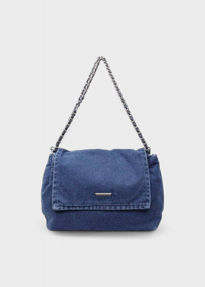 Bolso Mujer Azul Jeans con Cadena Moderna