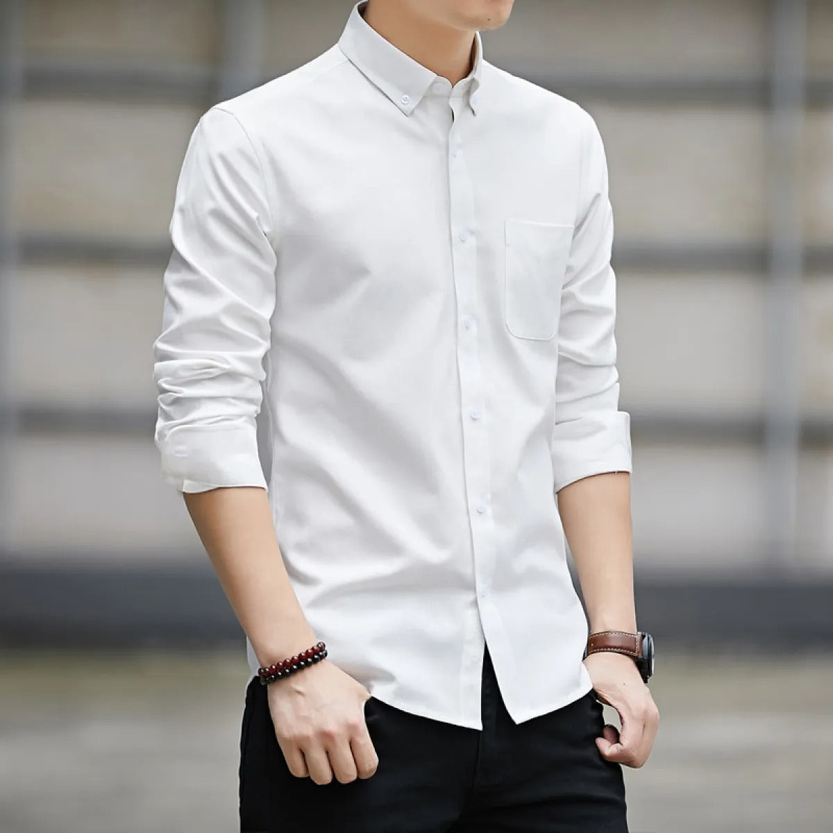 Camisa Hombre Algodón Clásica Corte Ajustado
