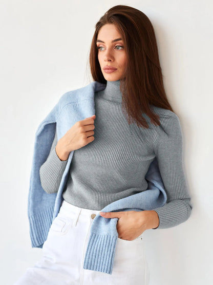 Sudadera cuello alto suave mujer