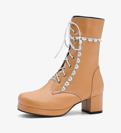 Botas Mujer Encaje Azul Celeste