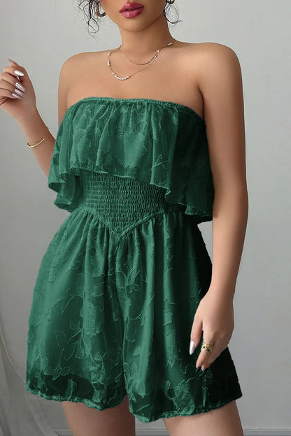 Vestido sin tirantes con volantes femenino