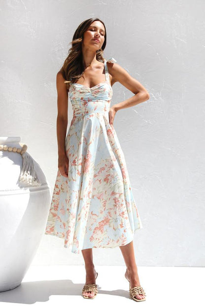 Vestido Midi Floral Con Tirantes