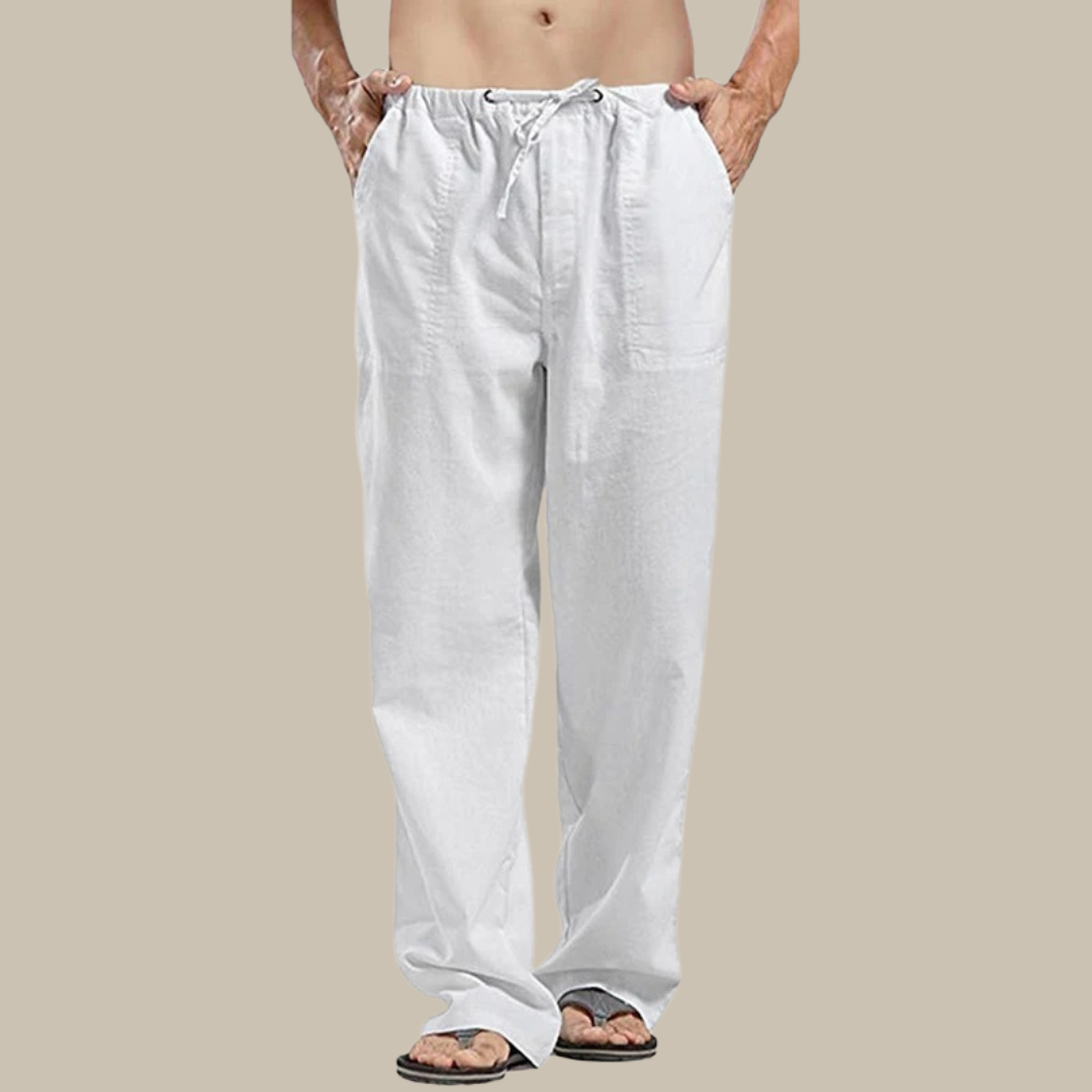 Pantalones de playa ligeros de lino para hombre