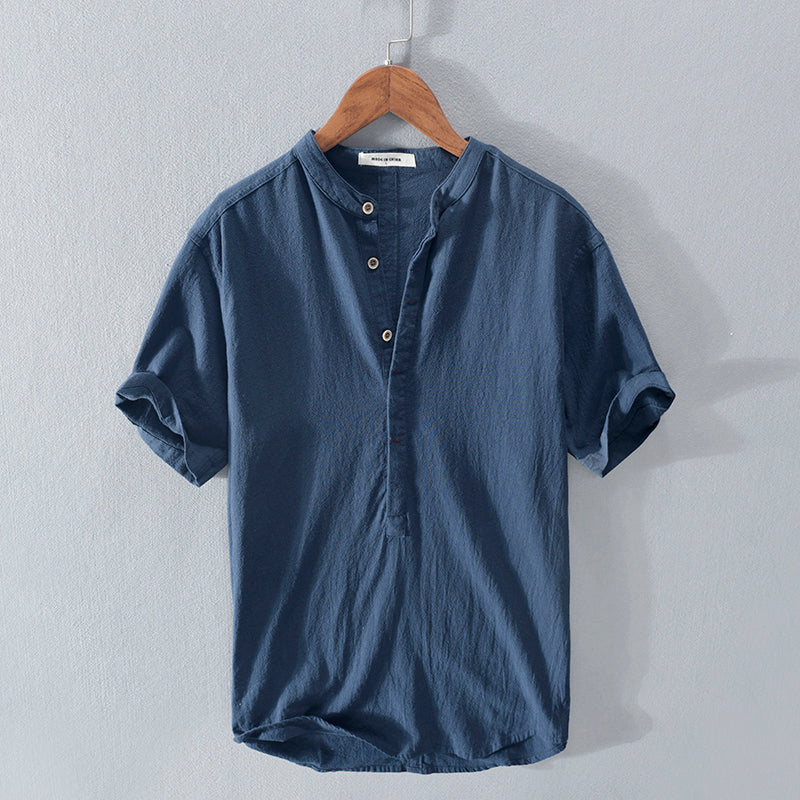Camisa Hombre Algodón Lino Casual Botones