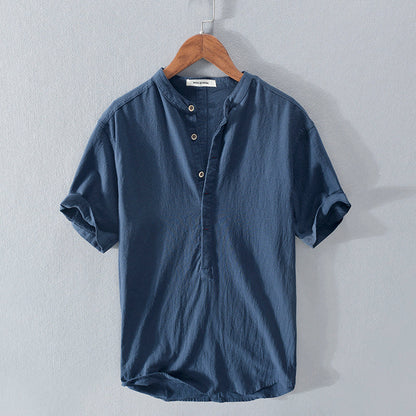 Camisa Hombre Algodón Lino Casual Botones