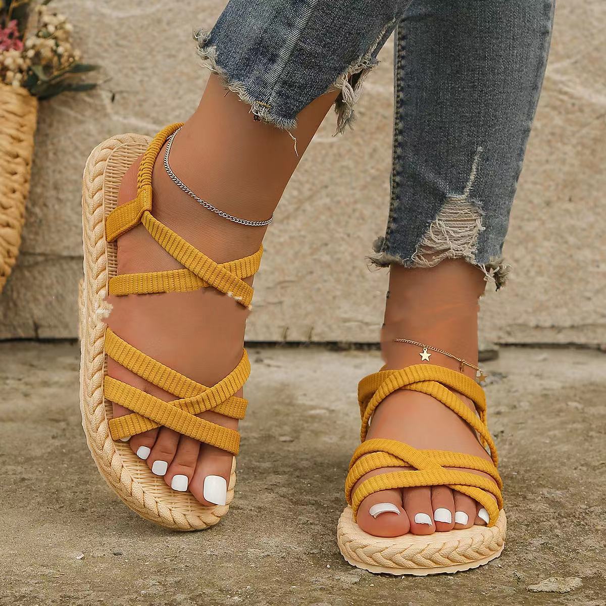 Sandalias de Paja Synthetic Comodas para Playa y Verano