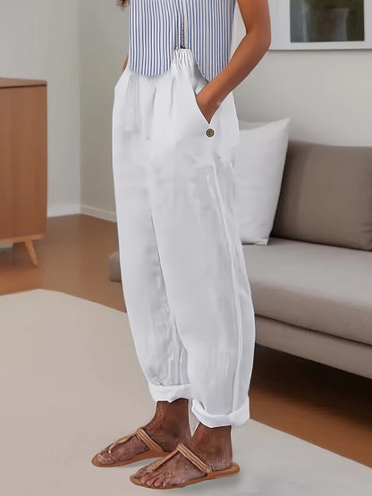 Pantalones Lino Mujer Corte Amplio Comodo - Vestiria