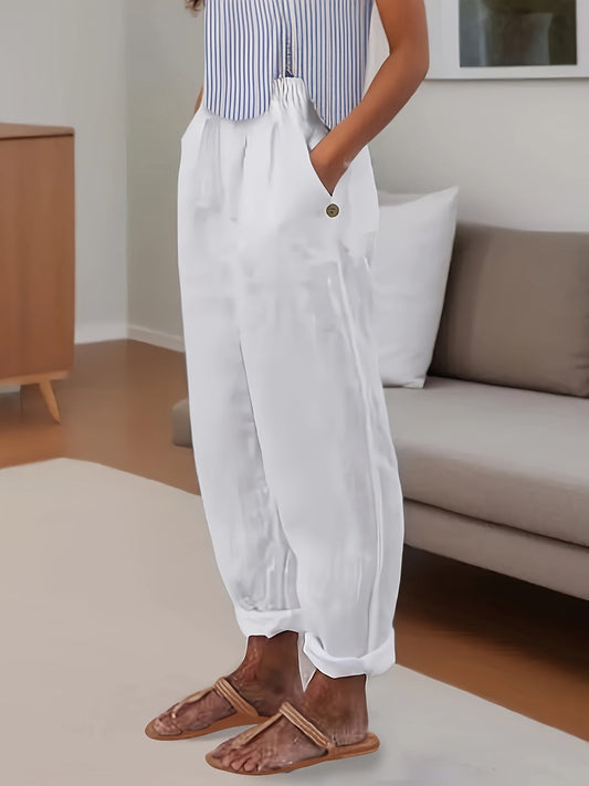 Pantalones Lino Mujer Corte Amplio Comodo - Vestiria