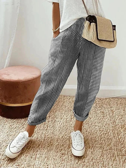 Pantalón Rayas Amplias Cintura Elástica Lorelle - Vestiria