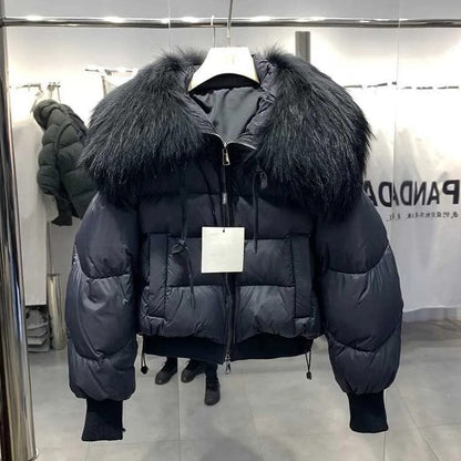 Abrigo Puffer Invierno Mujer Cuello Piel Artificial