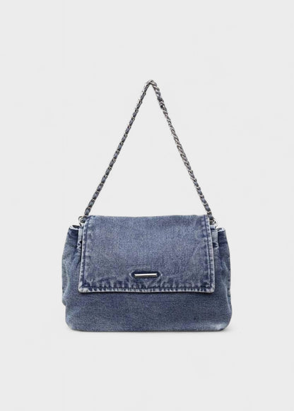 Bolso Mujer Azul Jeans con Cadena Moderna