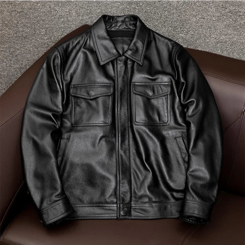 Chaquetón de cuero sintético hombre elegante