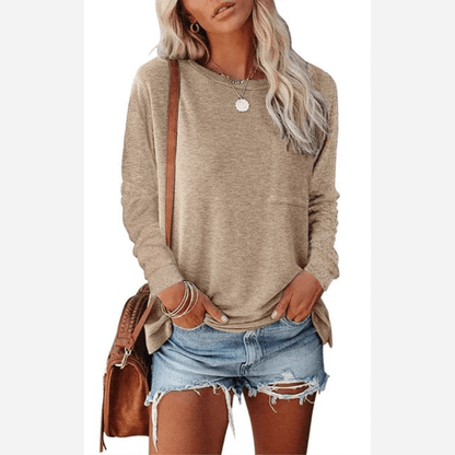 Camiseta Mujer Manga Larga con Bolsillo Pecho