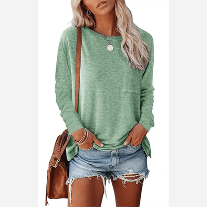 Camiseta Mujer Manga Larga con Bolsillo Pecho