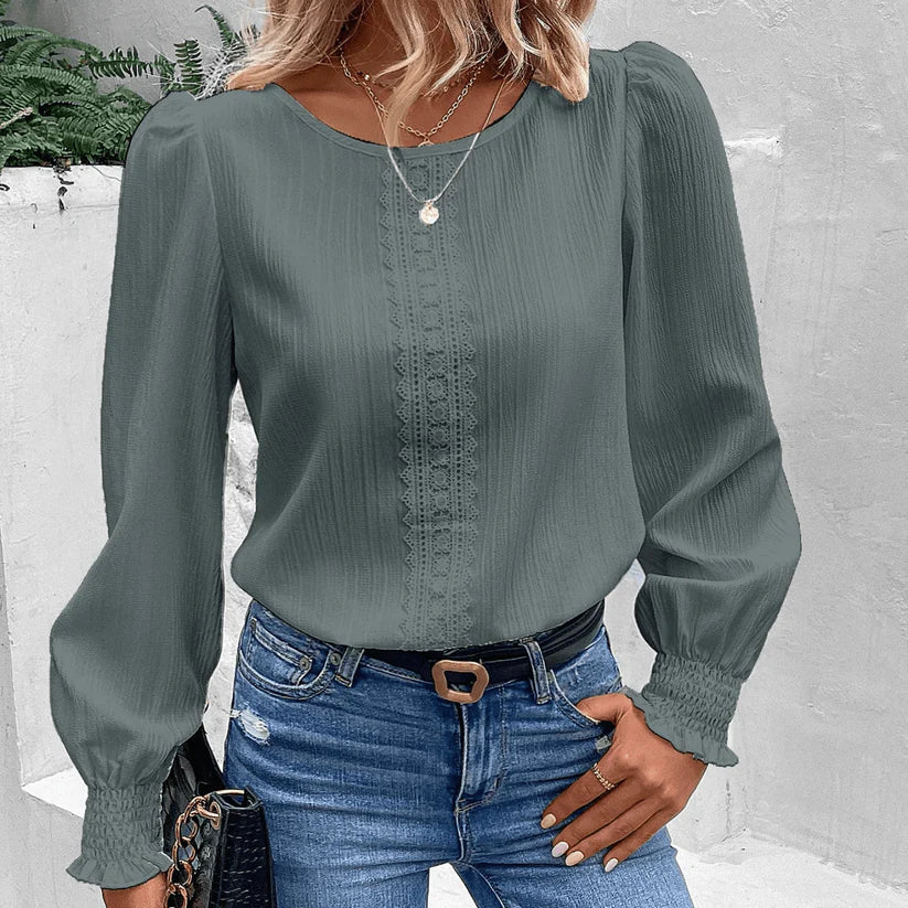 Blusa suave manga larga casual - Vestiria