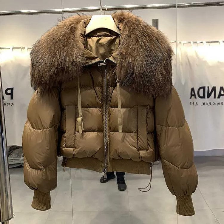 Abrigo Puffer Invierno Mujer Cuello Piel Artificial