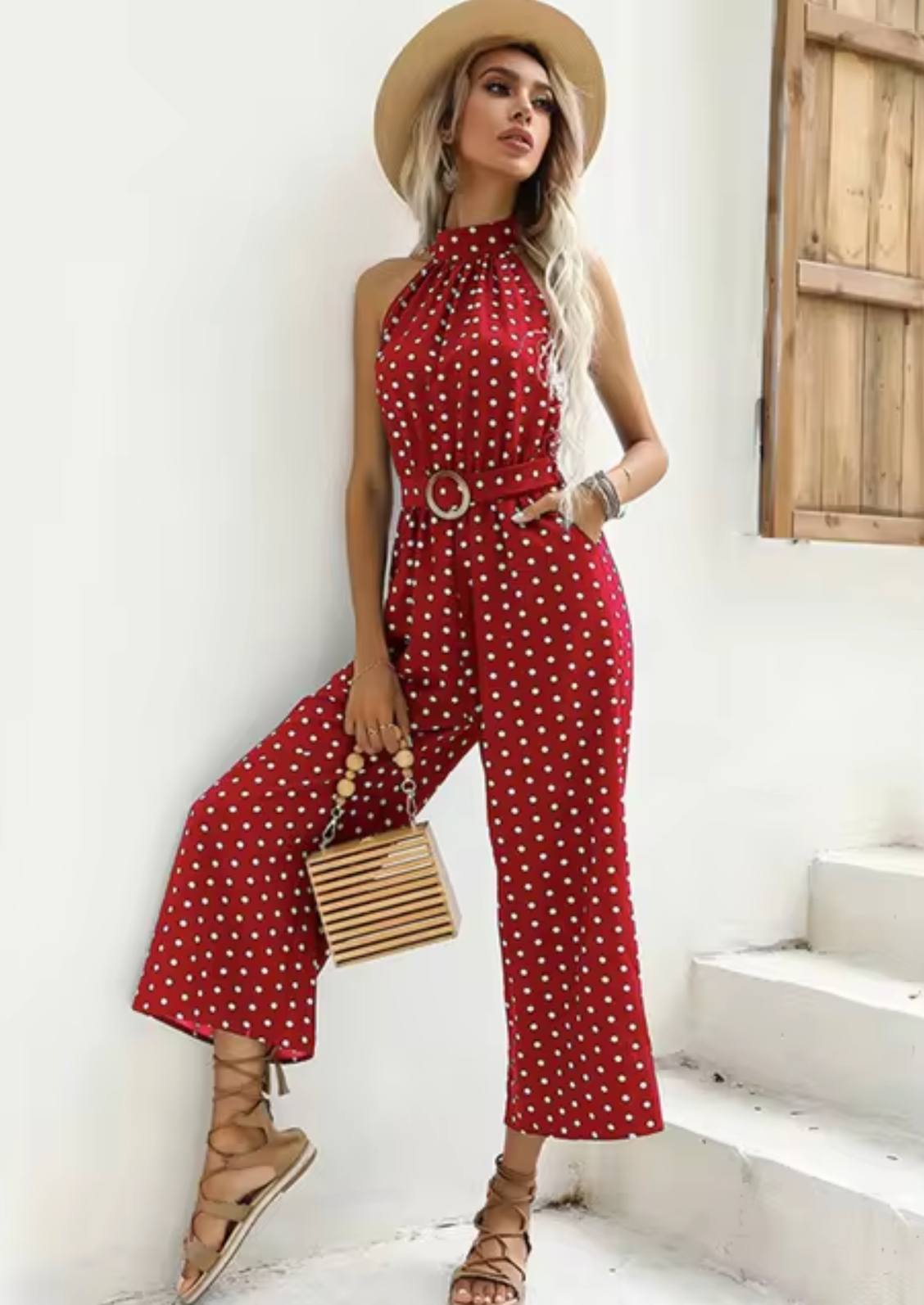 Mono de Puntos con Cuello Halter Mujer