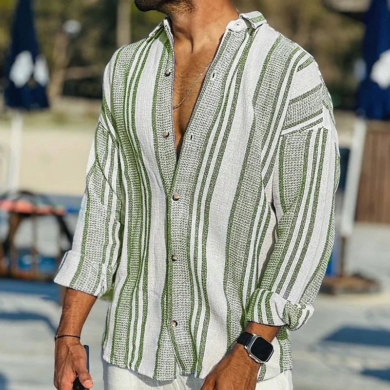 Camisa Polo Clásica Rayas Manga Larga