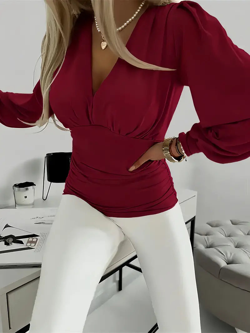 Blusa Mujer Escote en V Elegante