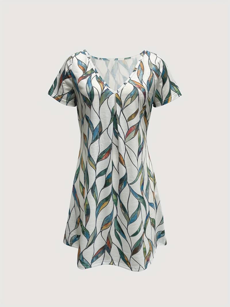 Vestido Elegante con Escote en V y Estampado Floral - Vestiria