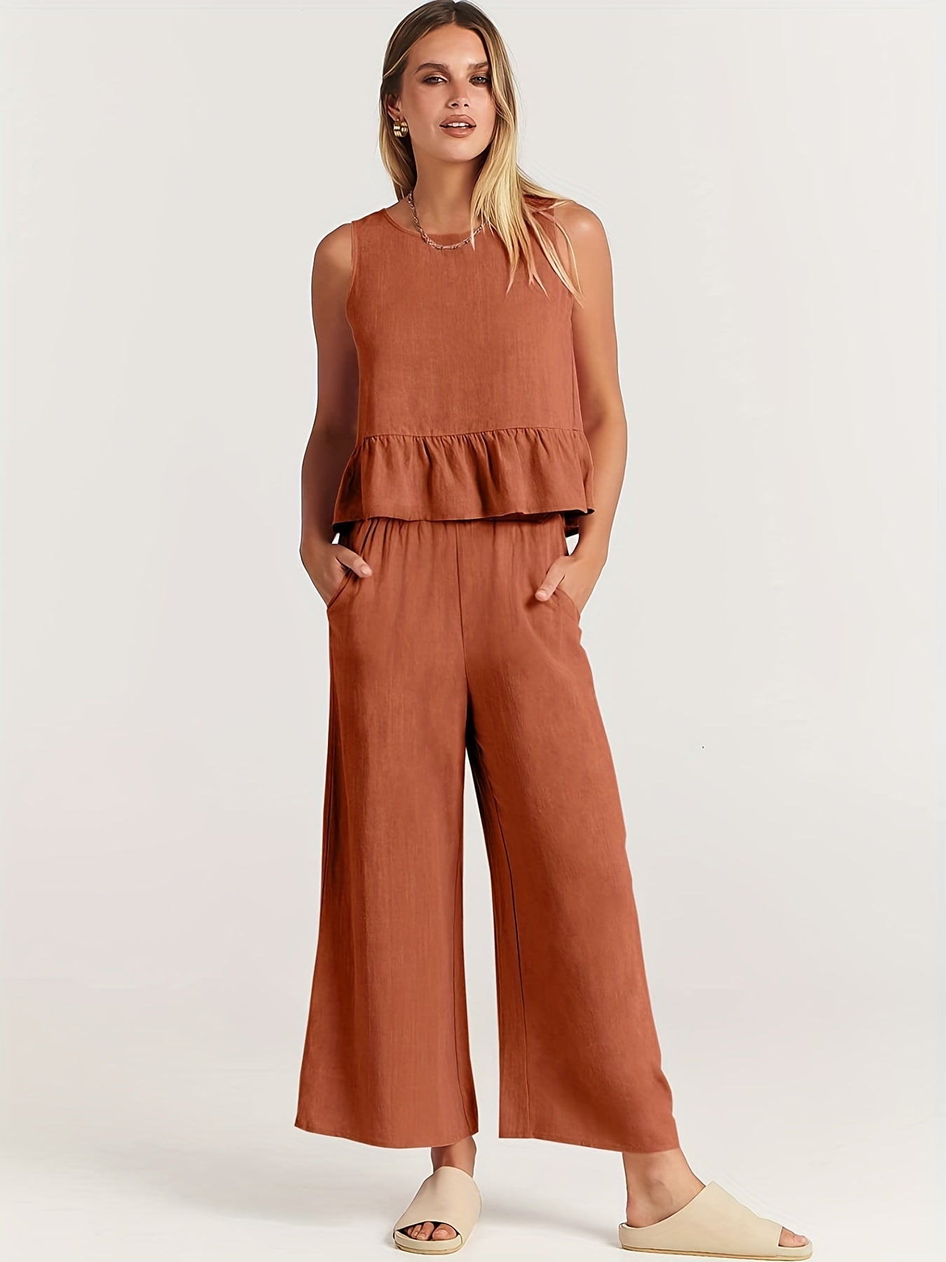 Conjunto Mujer Blusa y Pantalón Amplio