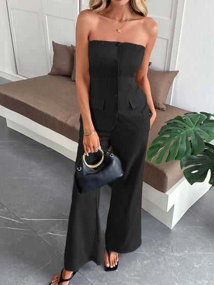 Conjunto Mujer Elegante Top y Pantalones Amplios - Vestiria