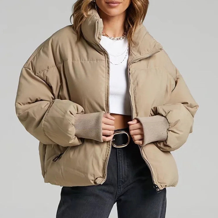 Chaqueta Acolchada Cuello Alto Ajustada - Vestiria