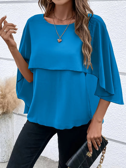 Blusa Capas Elegante con Mangas Amplias