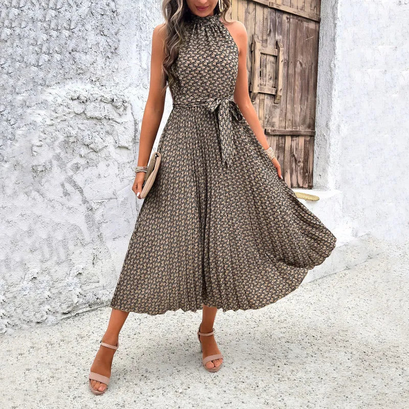 Vestido Mujer Elegante Sin Mangas Cinturado - Vestiria
