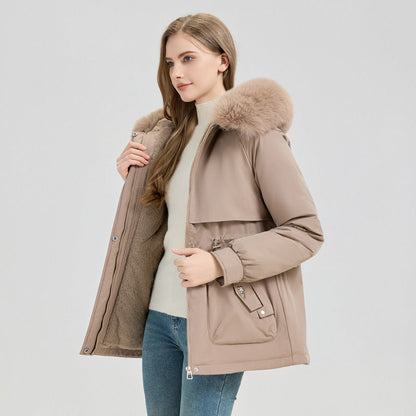 Chaquetón Corto Capucha Grande Pelo Sintético