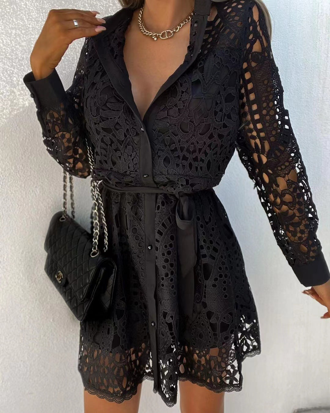 Vestido Camisero Ligero con Lazo - Vestiria