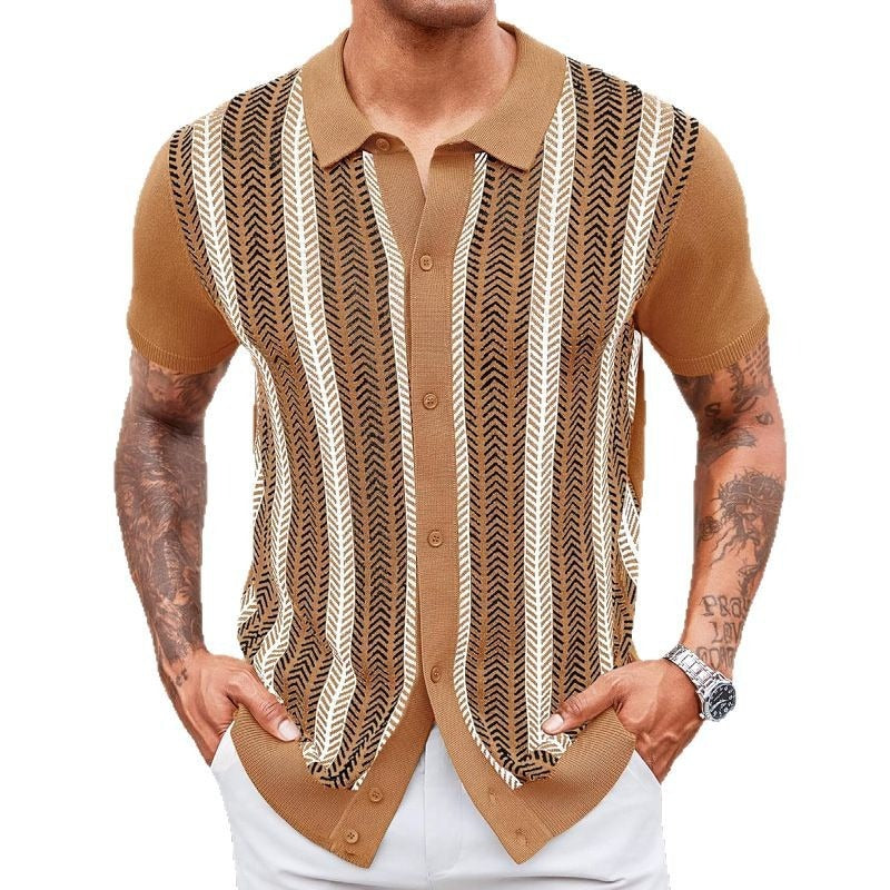Camisa Polo Hombre Rayas Verticales Estilo Casual
