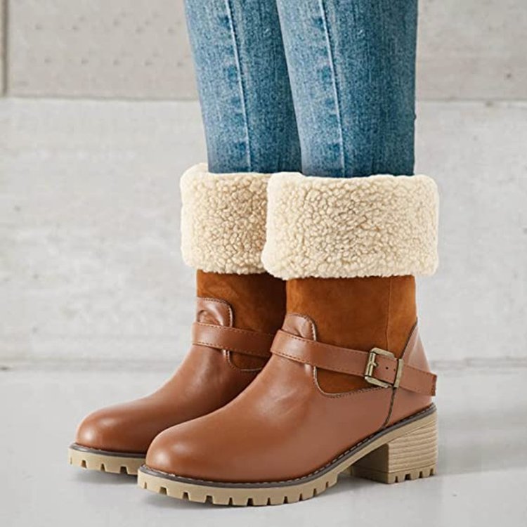 Botas Mujer Tacón Grueso Cuero Suave - Vestiria