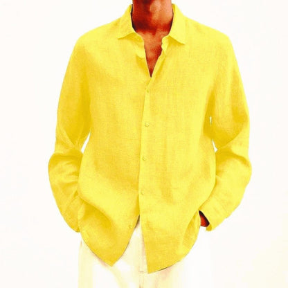 Camisas Lino Hombre Manga Larga Elegantes