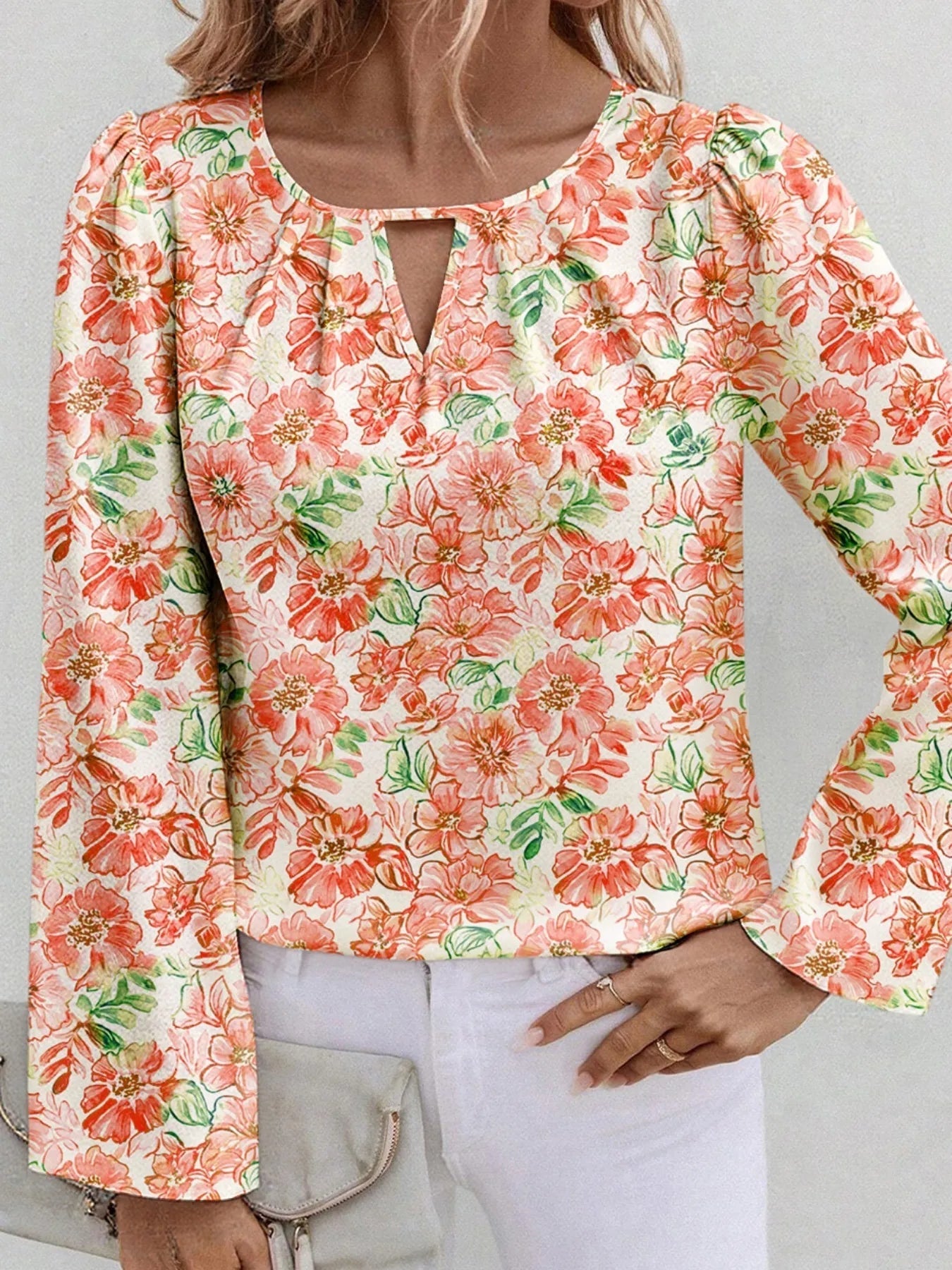 Blusa Floral Elegante Manga Larga