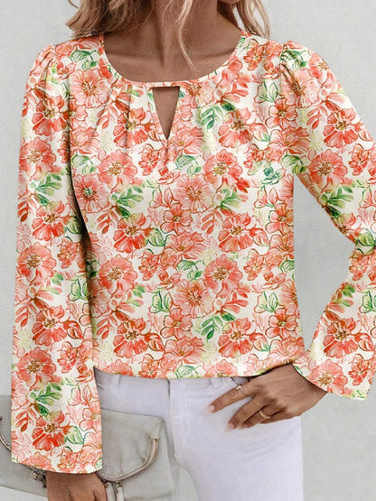 Blusa Floral Elegante Manga Larga