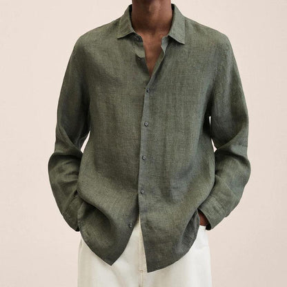 Camisas Lino Hombre Manga Larga Elegantes
