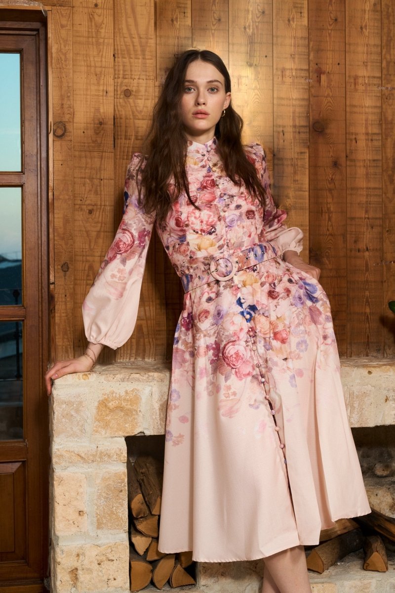 Vestido Floral Midi Estilo Boho - Vestiria