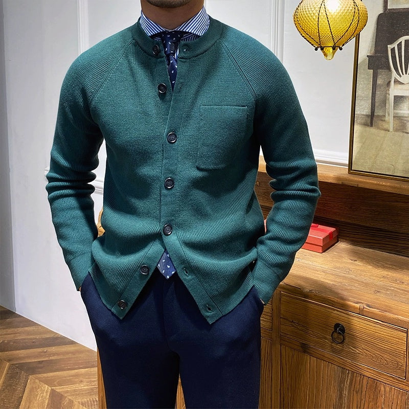 Cárdigan Hombre Cuello Redondo Ajustado