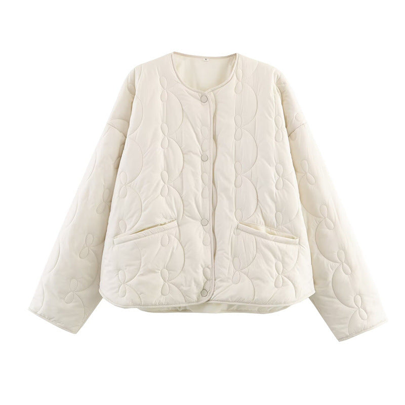 Chaqueta acolchada lazos cálida mujer