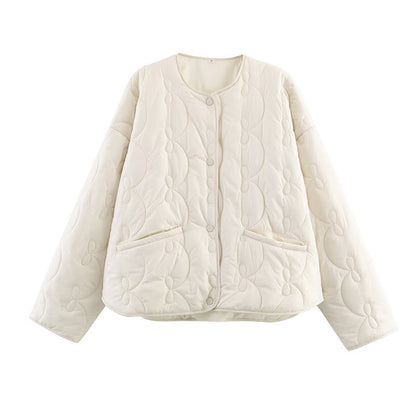 Chaqueta acolchada lazos cálida mujer