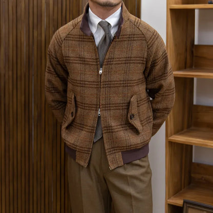 Chaquetón Cuadriculado Estiloso Cuello Subido