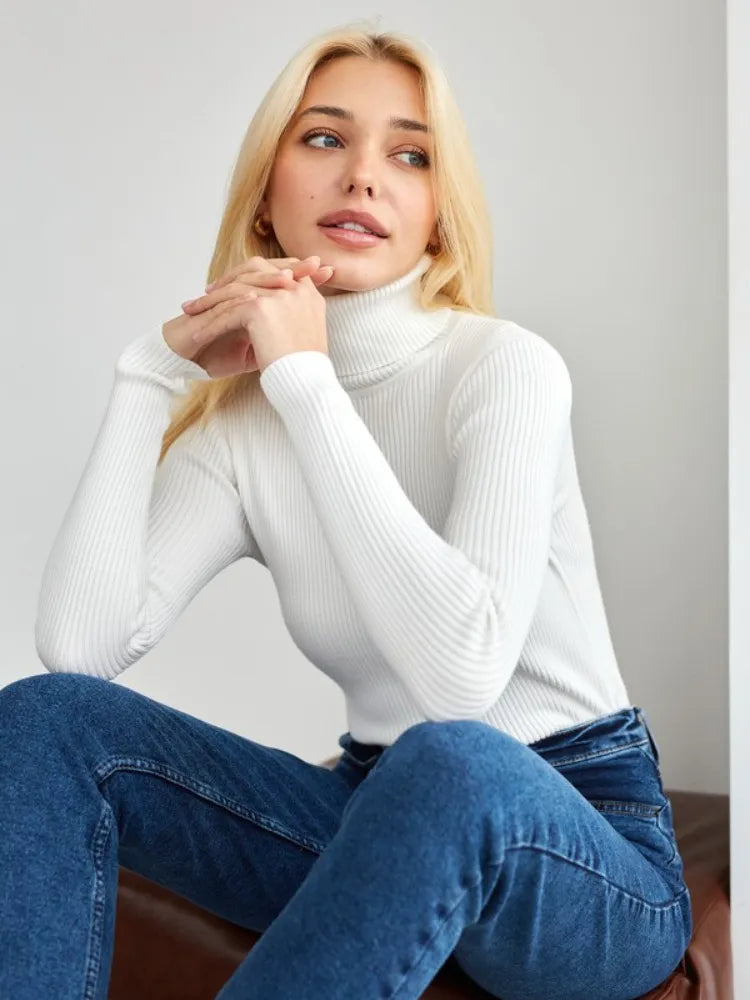 Sudadera cuello alto suave mujer