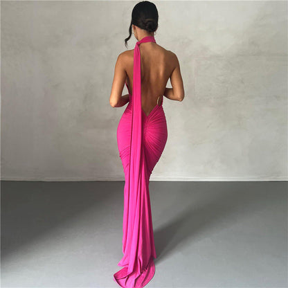 Vestido de Fiesta Largo con Espalda Abierta Elegante Mujer