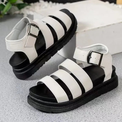 Sandalias Mujer Plataforma Cuero Sintético Estilo Casual